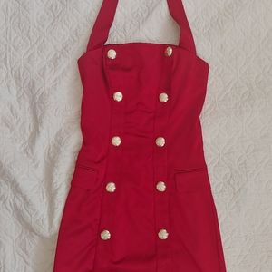 Red Mini Halter Bebe Dress